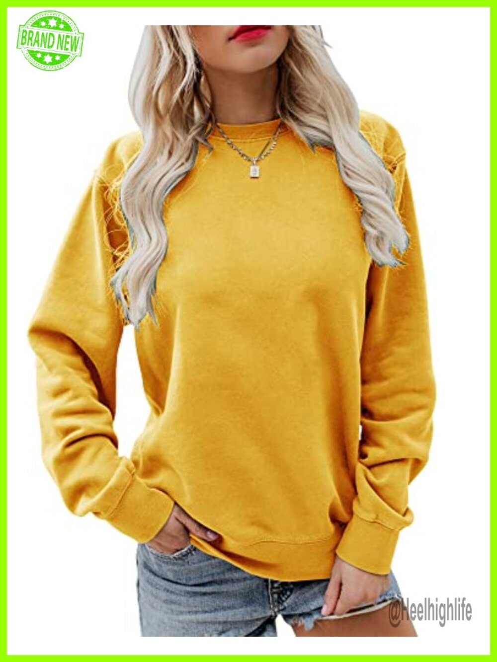 Women's Long Sleeve Round Neck Pullover Tunic Top Casual Sweatshirt